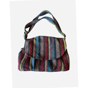 Boho Hippie Messenger Striped Crossbody Multi‎ Color Woven 100 percent Cotton